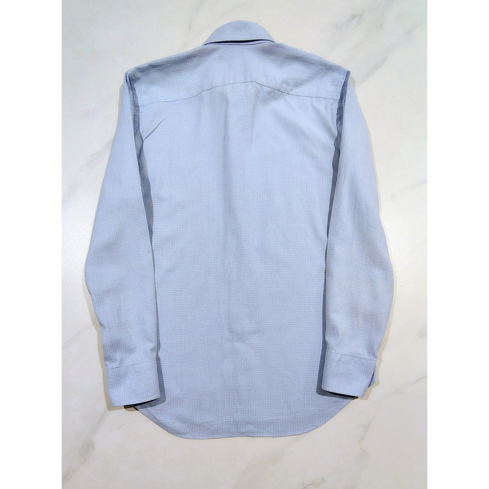 Canali 1934 Blue Dress Shirt Men's Size 15.5  Long Sleeve Cotton Geometric Print - Picture 5 of 12